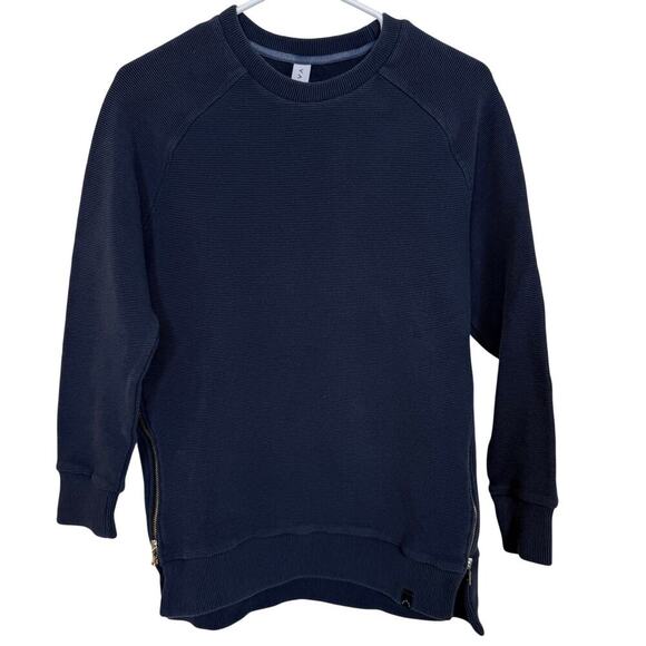 Varley Manning Sweatshirt Black Ribbed Extra Small Oversized Side Zippers VGUC - Picture 1 of 9